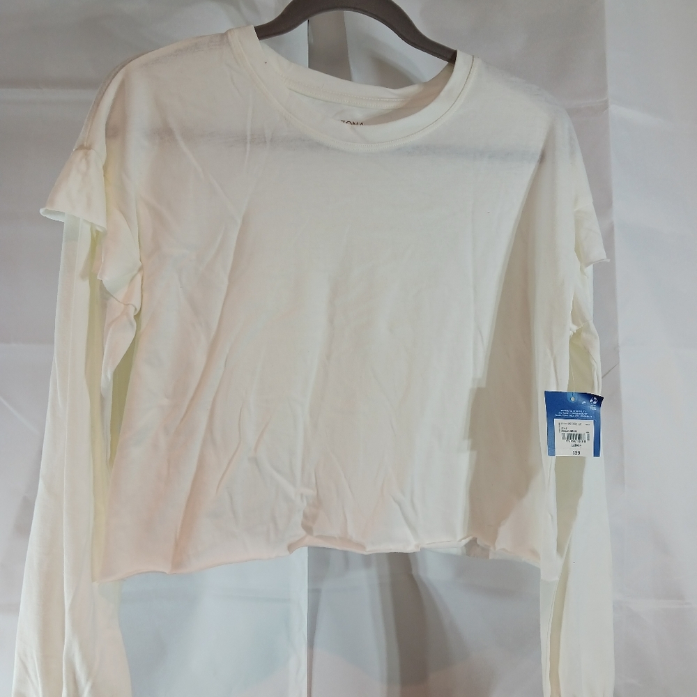 *Arizona Jean Co Junior's NWT Large Color Polar Bear White Crop Top Long Sleeve